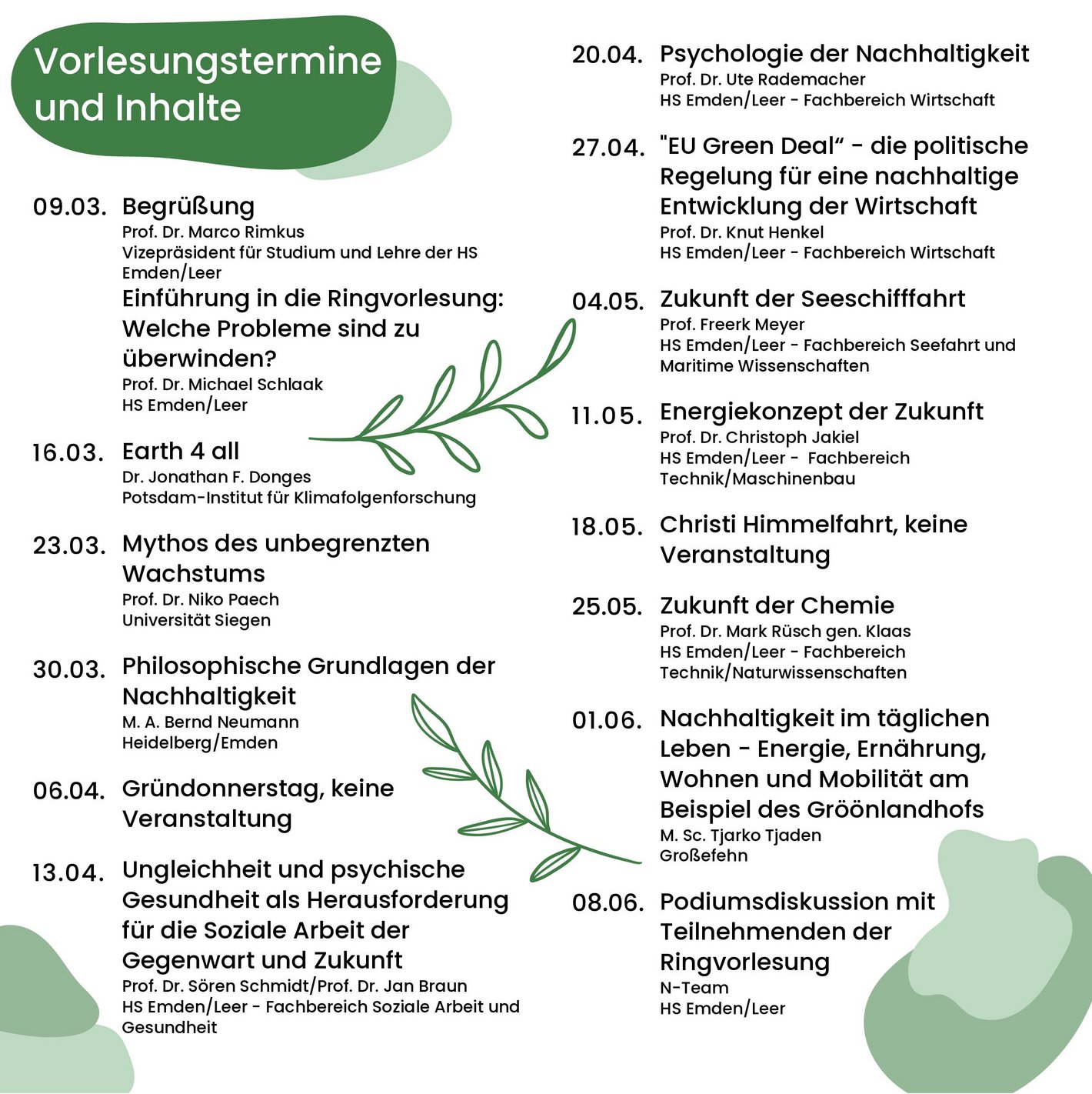 Flyer Ringvorlesung "Unsere Zukunft gestalten" 2
