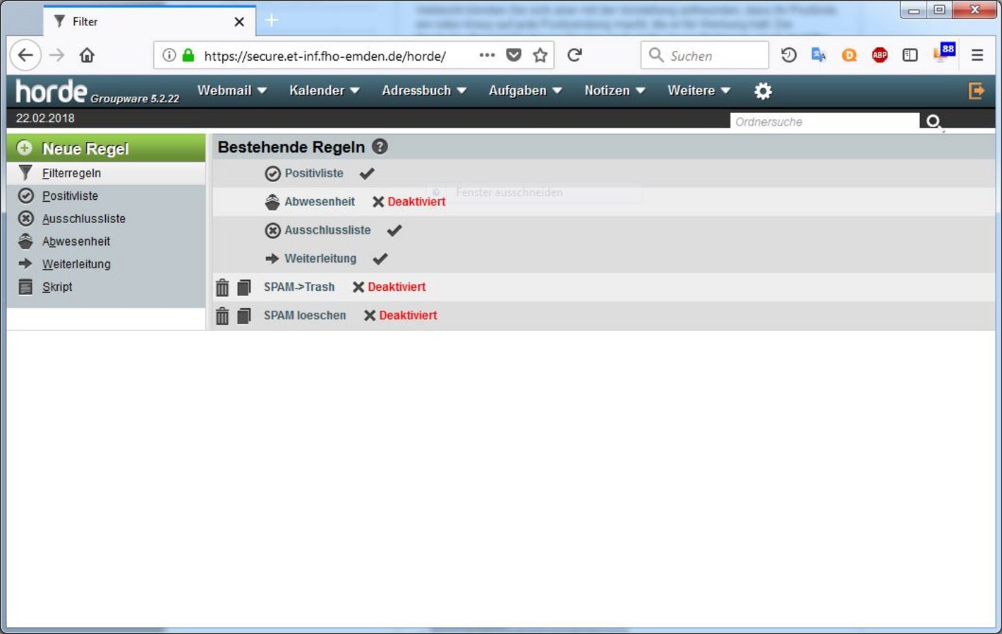 WebMailer - Filter