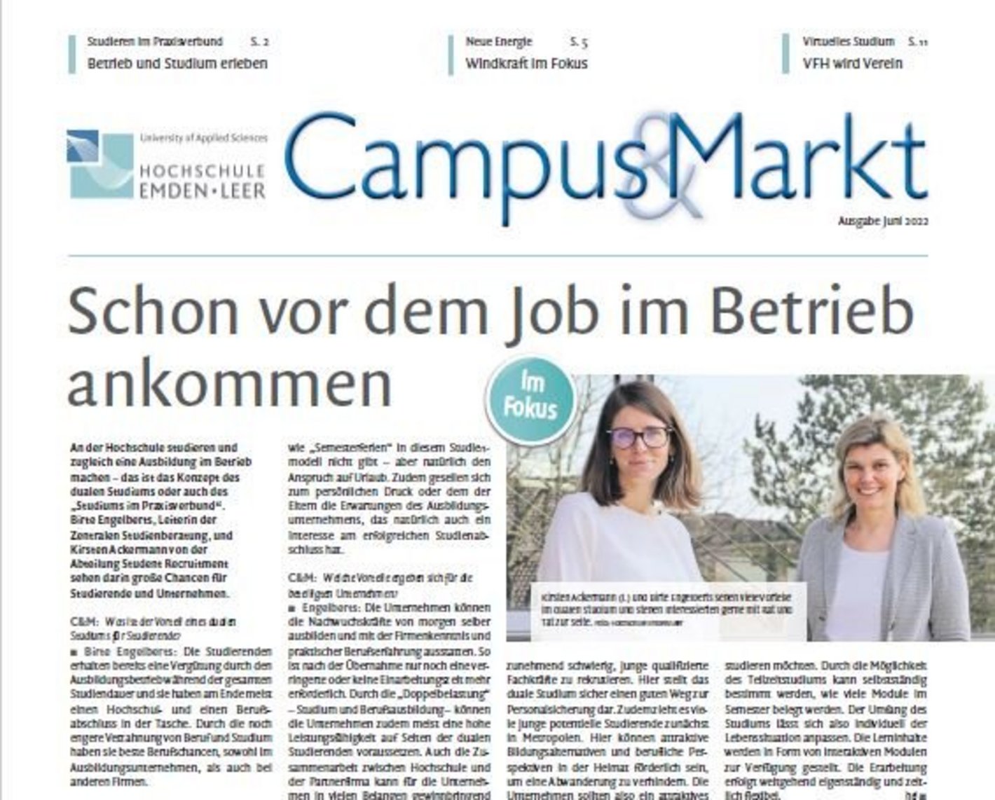 Ausgabe Juni 2022, Campus & Markt