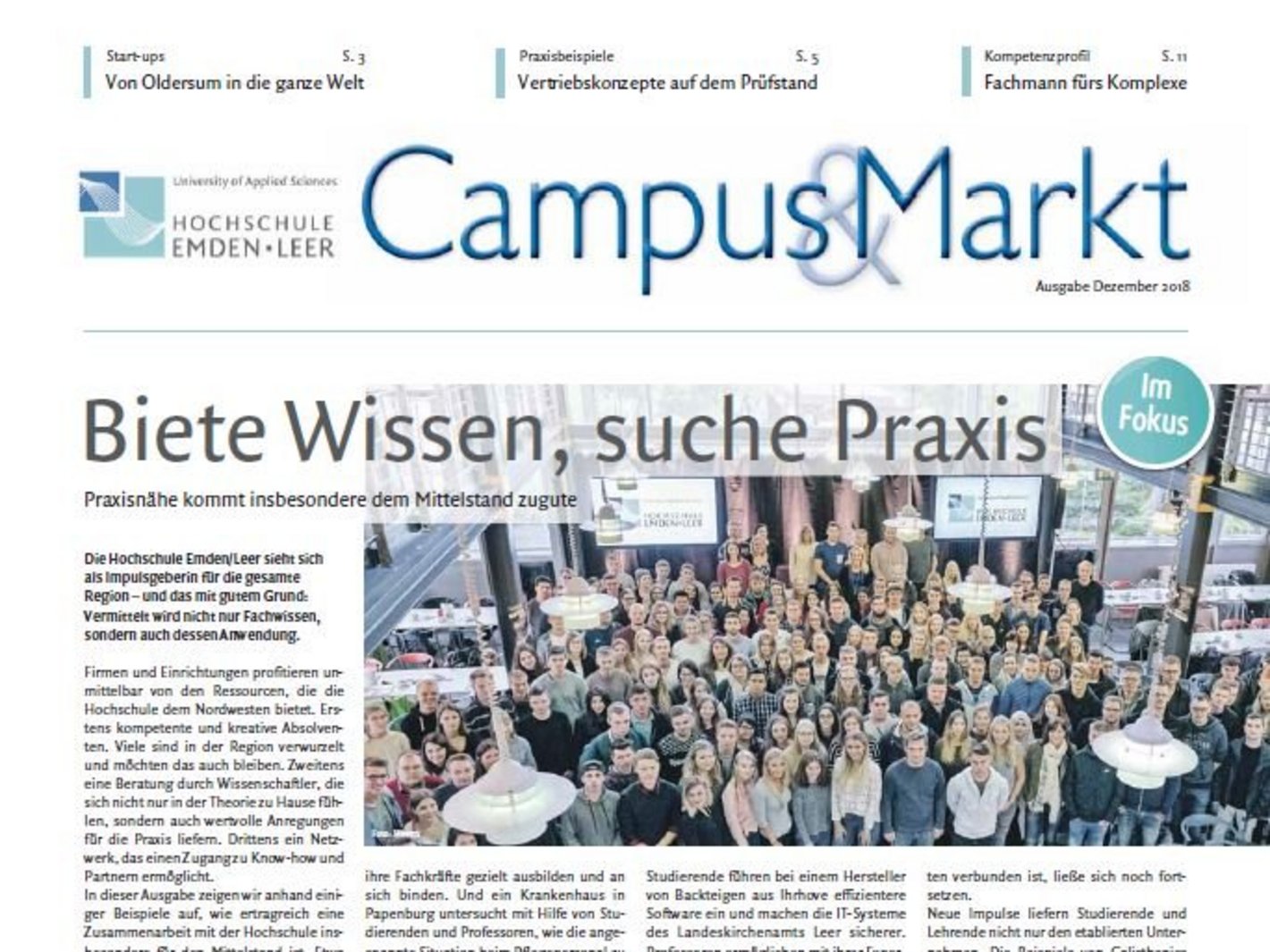 Ausgabe Dezember 2018, Campus & Markt