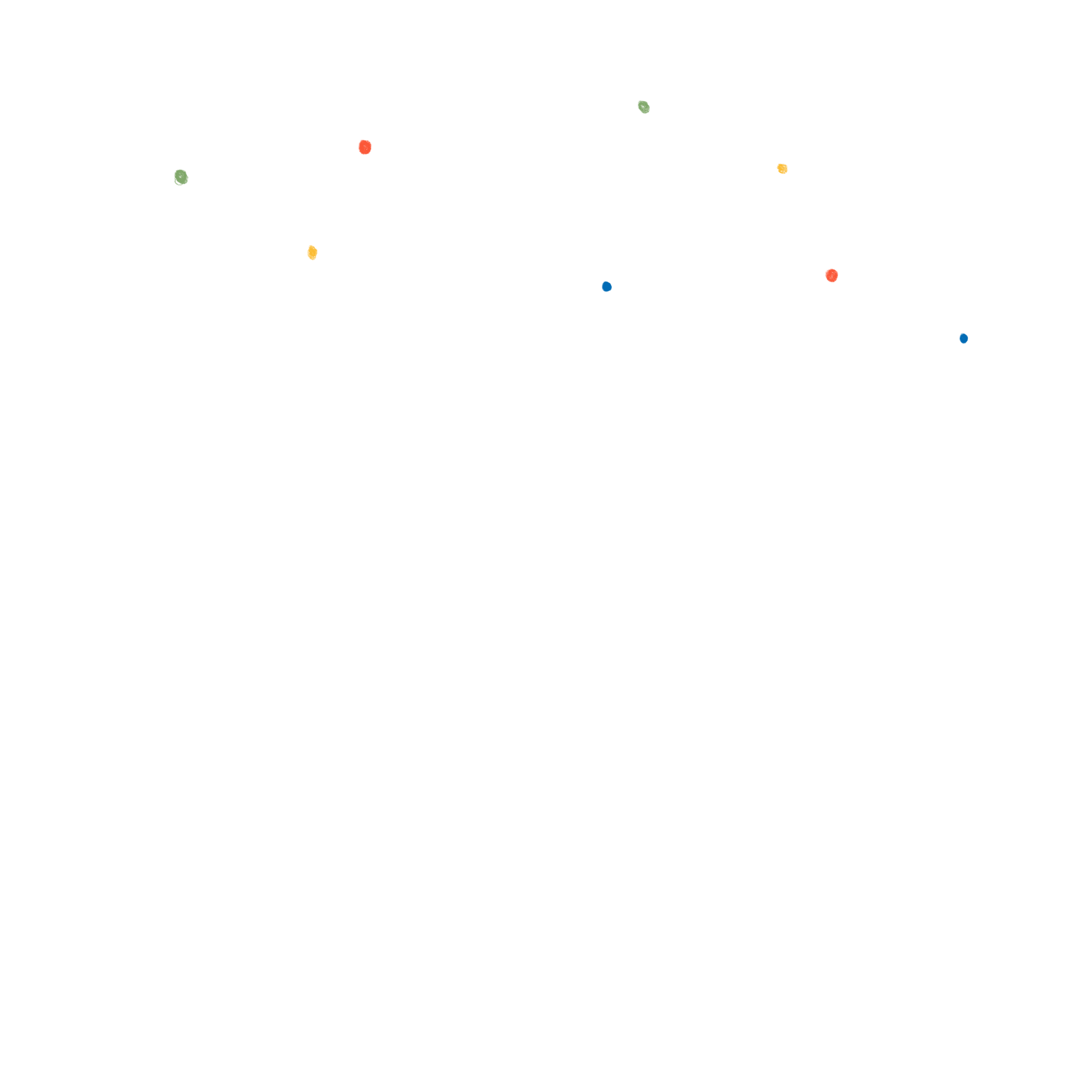 Illustration von drei vernetzen Beschäftigten, weiß auf blauem Hintergrund