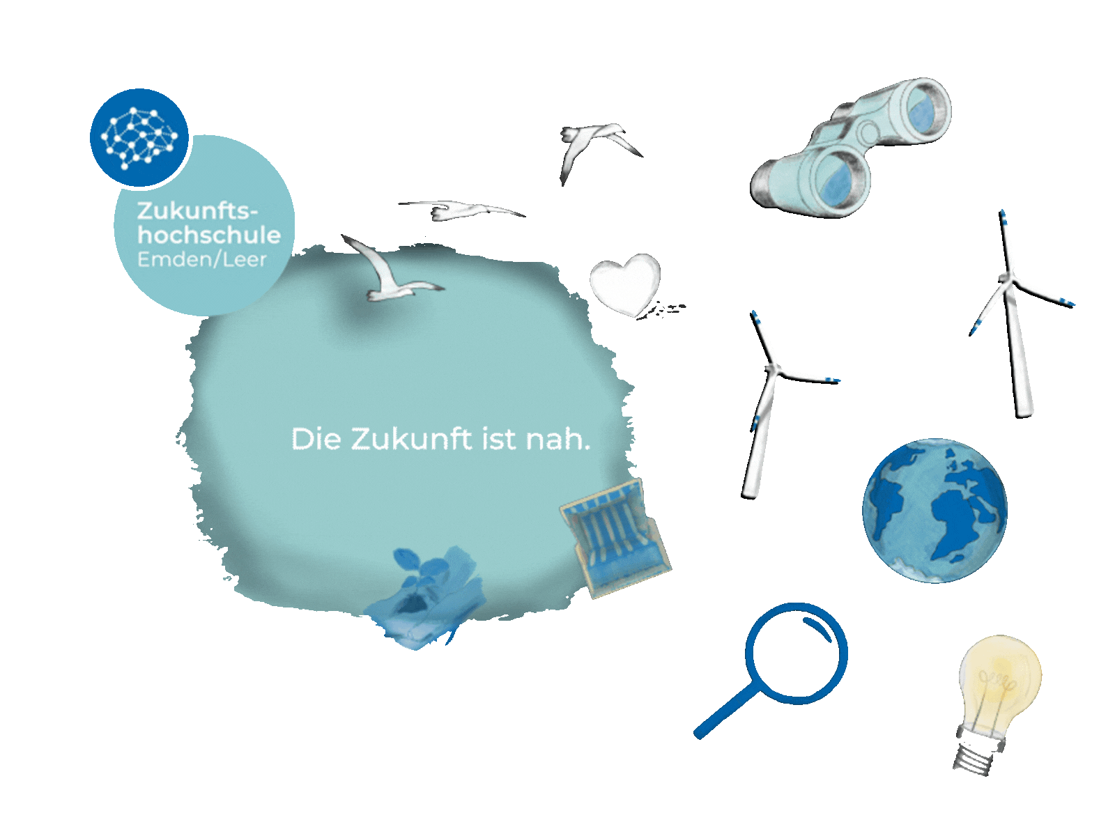 Grafik mit Elementen der Zukunftshochschule