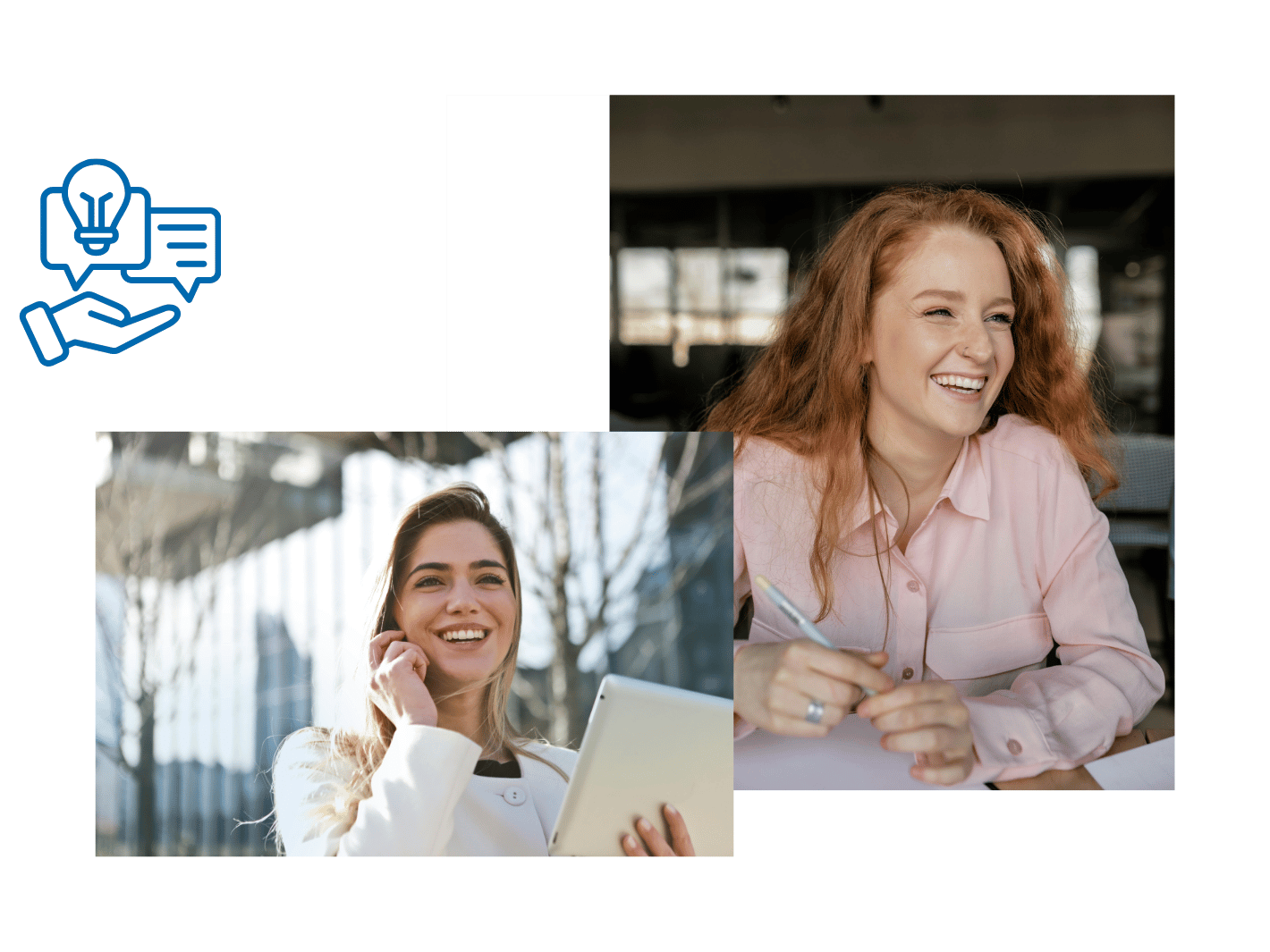 Zwei lachende junge Frauen